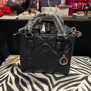 Valentino Orlandi Black Quilted Mini Tote Bag